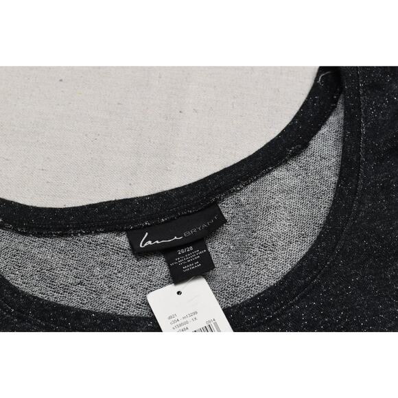 NEW Lane Bryant Plus Size 26/28 Gray Glitter Striped Blouse Long Sleeve Top - Picture 8 of 8